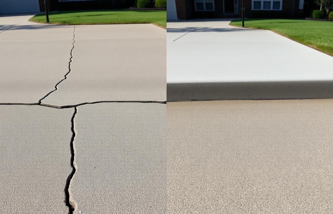 Concrete leveling before and after